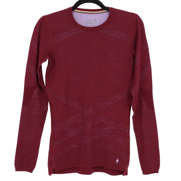 Smartwool Tops - Smartwool Intraknit Merino 200 Base Layer Crew Top Size M Burgundy Long Sleeve
